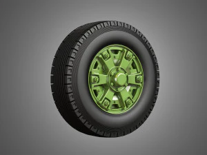 trucks tires and dayton style rims with 6 spoks 3D Model
