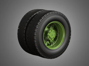 trucks tires and dayton style rims with 6 spoks 3D Model