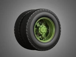trucks tires and dayton style rims with 6 spoks 3D Model