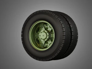 trucks tires and dayton style rims with 6 spoks 3D Model