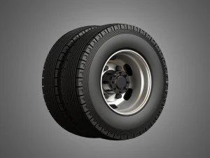 medium duty trucks tires and rims 3D Model
