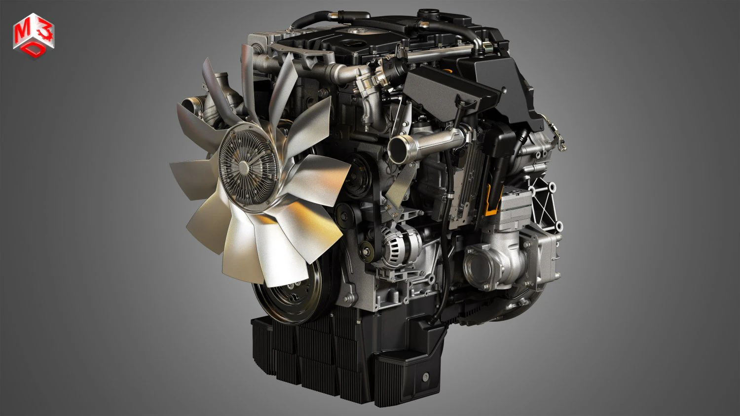 dd5 truck engine - 4 cylinder diesel engine 3D Model .c4d .max .obj .3ds .fbx .stl .blend