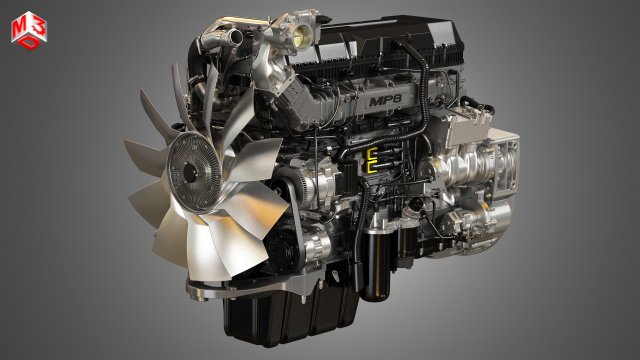 mp8 heavy duty truck engine - 6 cylinder diesel engine 3D Model .c4d .max .obj .3ds .fbx .stl .blend 