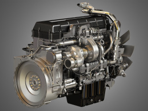 mp8 heavy duty truck engine - 6 cylinder diesel engine 3D Model