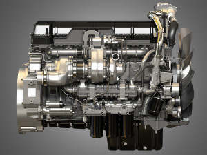 mp8 heavy duty truck engine - 6 cylinder diesel engine 3D Model