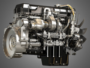 mp8 heavy duty truck engine - 6 cylinder diesel engine 3D Model