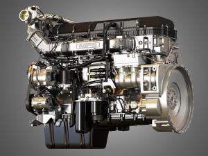 mp8 heavy duty truck engine - 6 cylinder diesel engine 3D Model