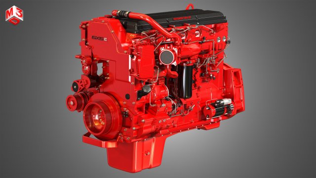 isx15 heavy duty truck engine - 6 cylinder diesel engine 3D Model .c4d .max .obj .3ds .fbx .stl .blend 