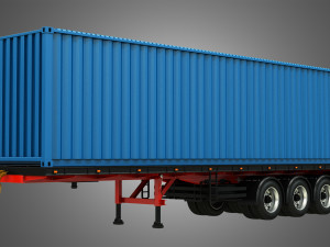 tri-axle container trailer 3D मॉडल