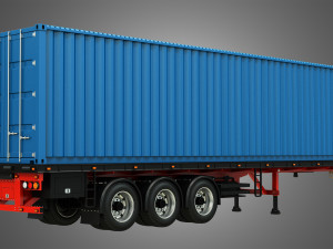 tri-axle container trailer Model 3D