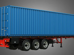 tri-axle container trailer 3D Model