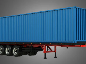 tri-axle container trailer 3D Model