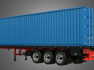 tri-axle container trailer 3D Model