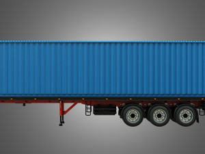 tri-axle container trailer Model 3D