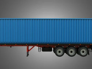 tri-axle container trailer 3D Model