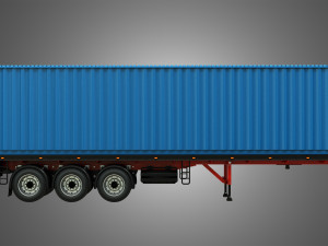 tri-axle container trailer Model 3D