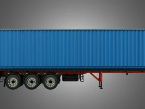 tri-axle container trailer 3D Model