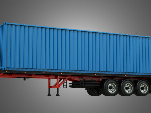 tri-axle container trailer Model 3D