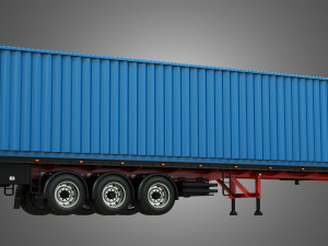 tri-axle container trailer Model 3D