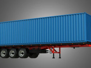 tri-axle container trailer 3D Model