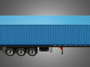 tri-axle container trailer 3D Model