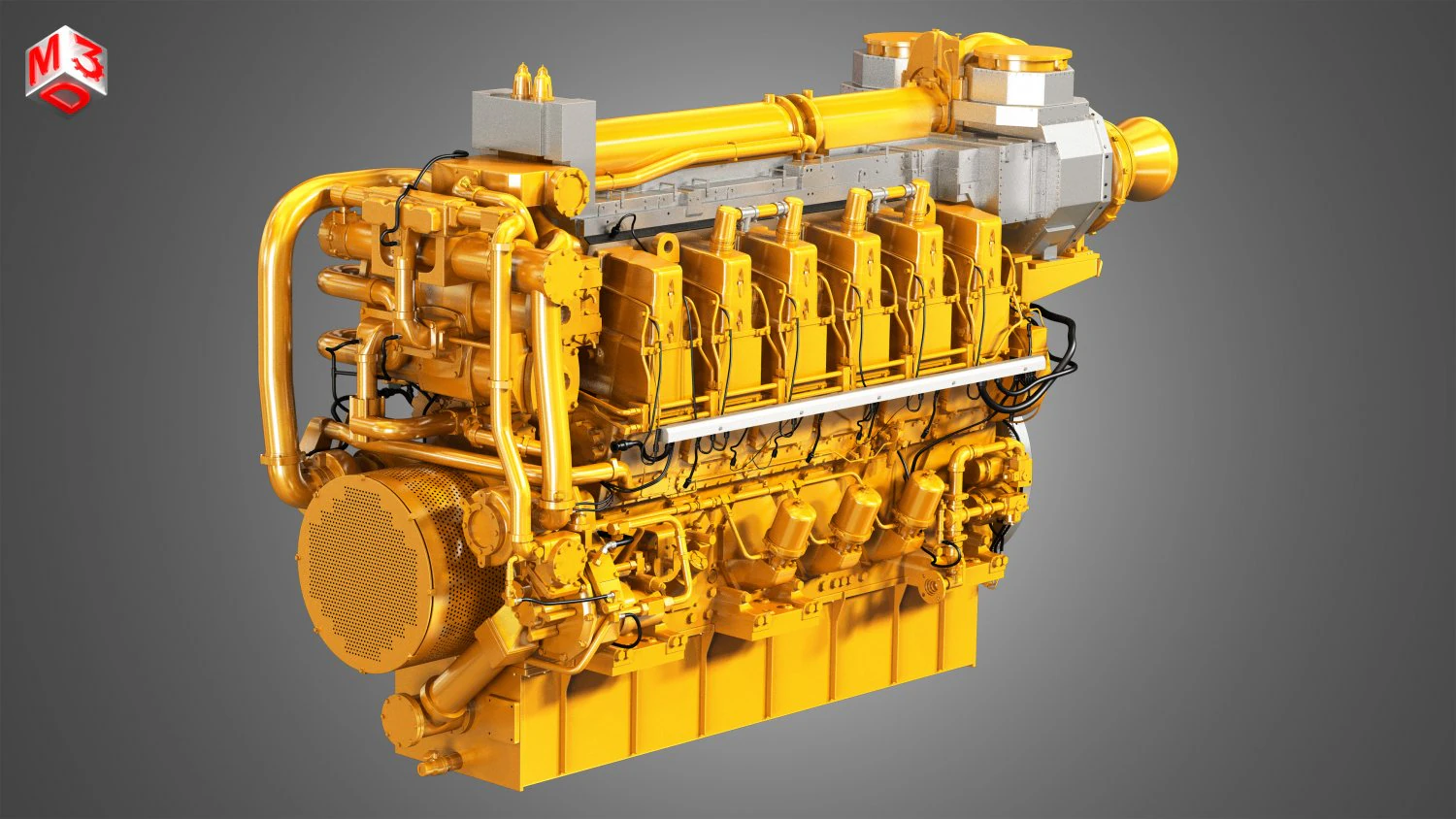 c280 marine 12 cylinder engine 3D Model .c4d .max .obj .3ds .fbx .stl .blend
