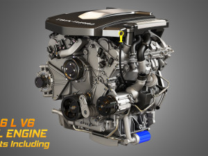 twin turbo - v6 - full engine parts 3Dモデル