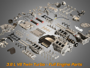 twin turbo v6 engine parts 3D Model