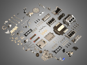 twin turbo v6 engine parts 3D मॉडल