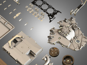 twin turbo v6 engine parts 3D मॉडल