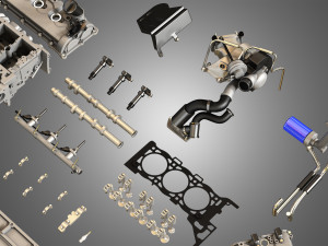 twin turbo v6 engine parts 3D मॉडल