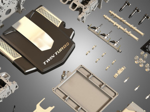 twin turbo v6 engine parts 3D मॉडल