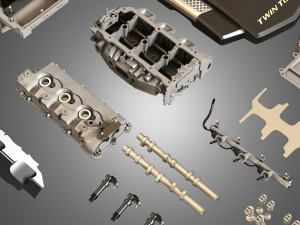 twin turbo v6 engine parts 3D मॉडल