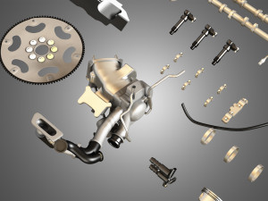 twin turbo v6 engine parts 3D मॉडल