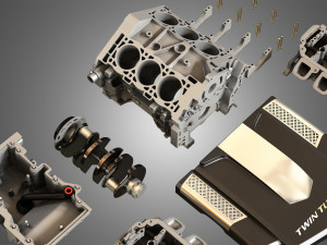 twin turbo v6 engine parts 3D मॉडल