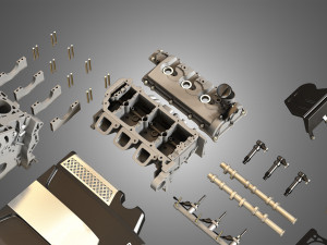 twin turbo v6 engine parts 3D मॉडल