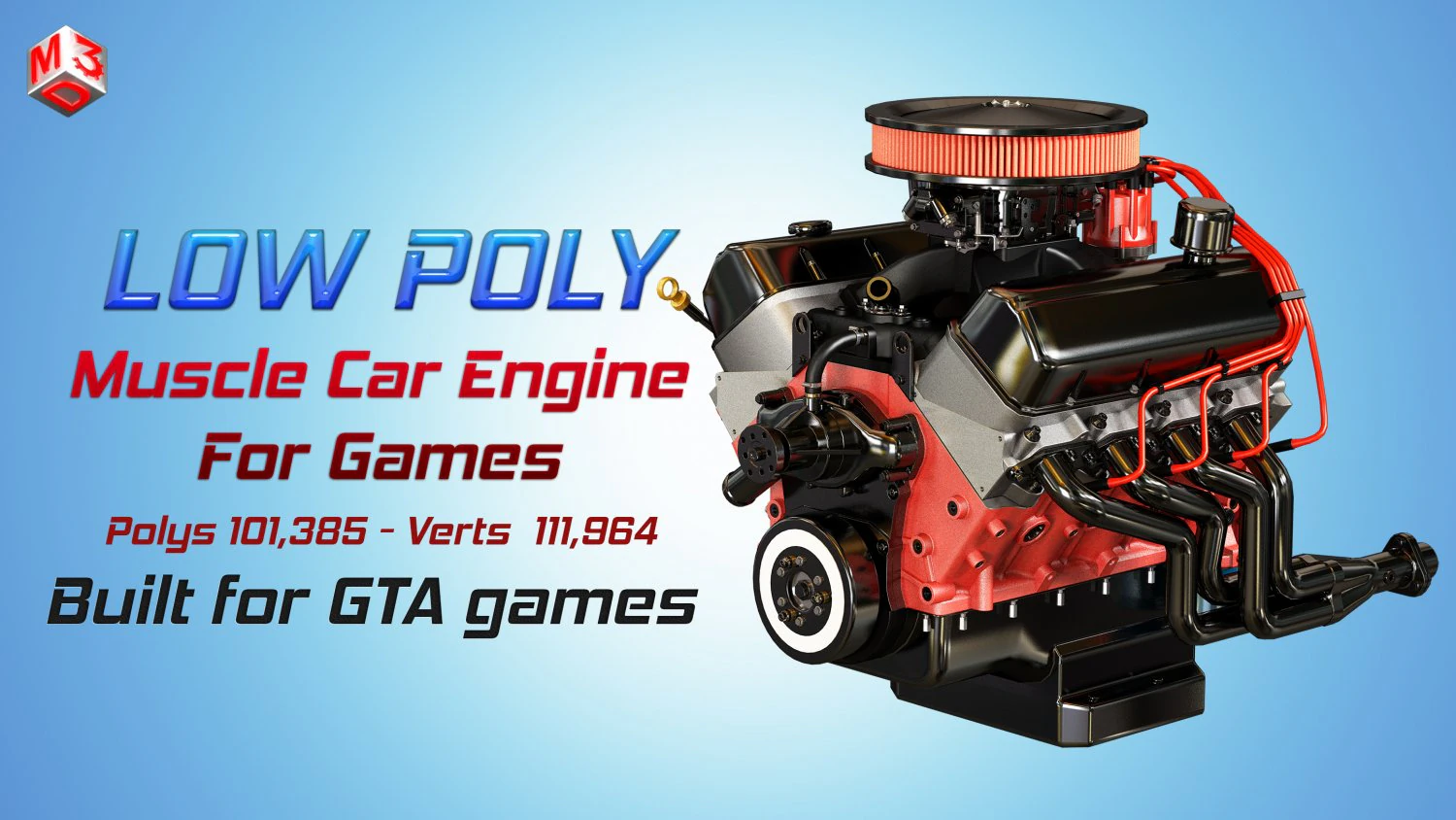 muscle car engine - v8 muscle engine two 3D Model .c4d .max .obj .3ds .fbx .stl .blend