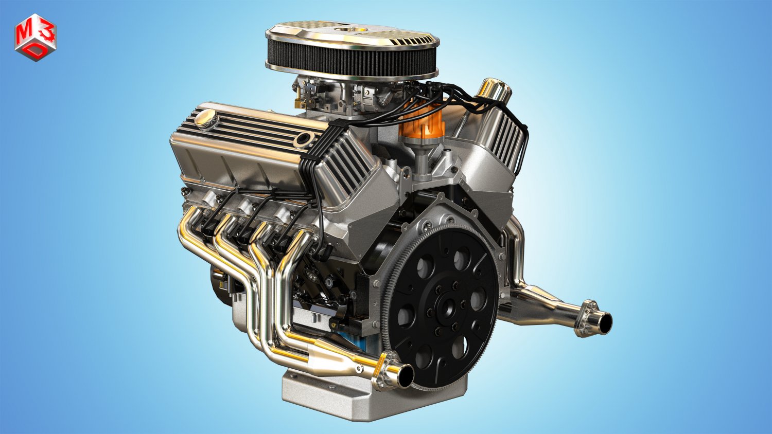 572 engine - v8 vintage muscle car engine 3D Model in Parts of auto 3DExport