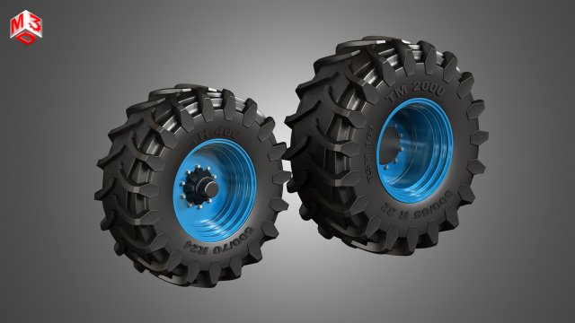 tractor tires and rims - t01 3D Model .c4d .max .obj .3ds .fbx .stl .blend 