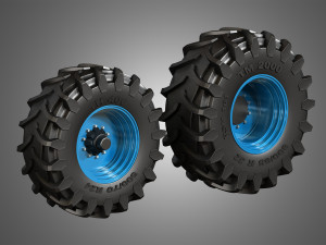 tractor tires and rims - t01 3D Model