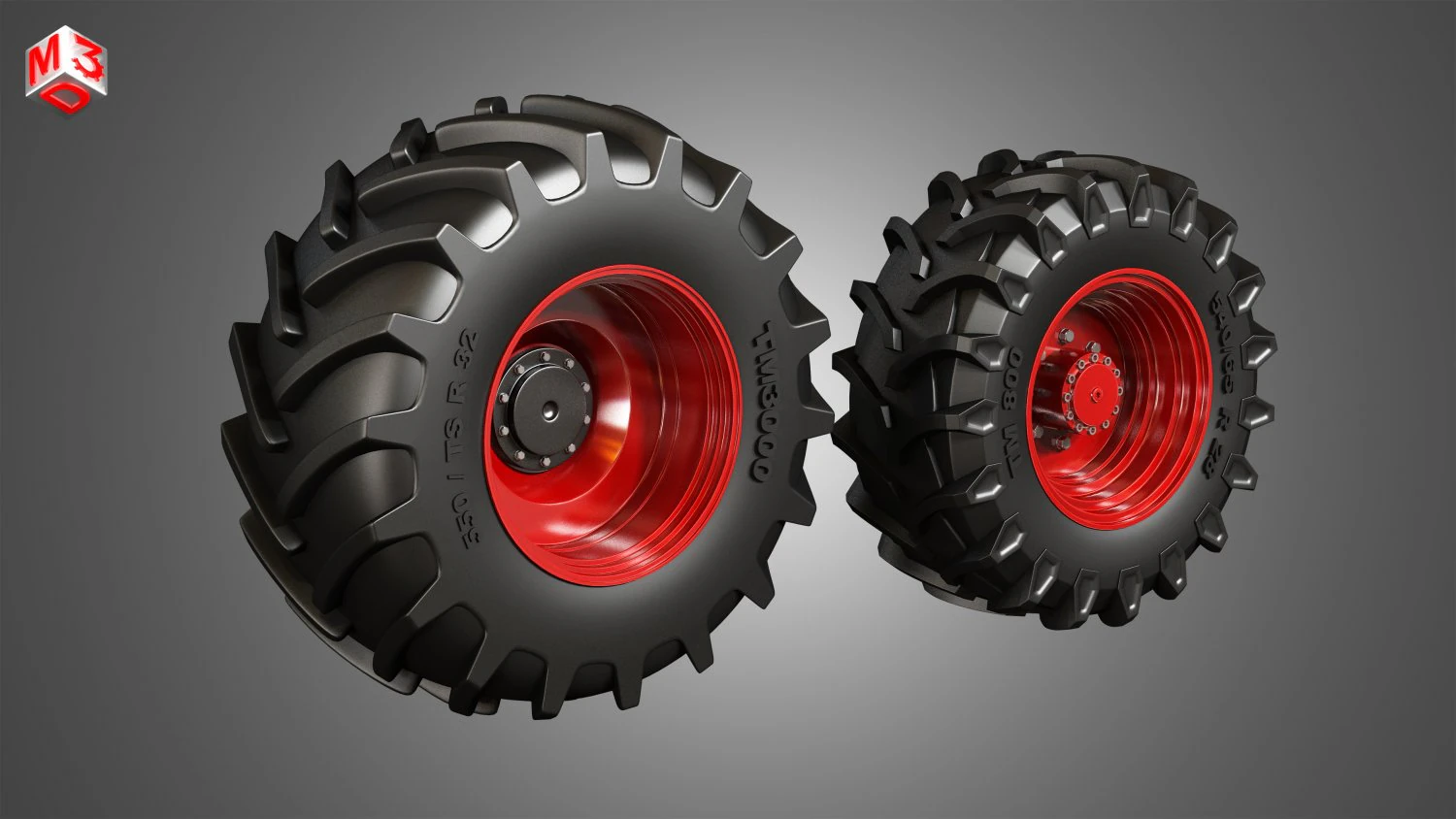 tractor tires and rims - t02 3D Model .c4d .max .obj .3ds .fbx .stl .blend 