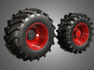 tractor tires and rims - t02 3D Model