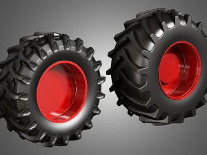 tractor tires and rims - t02 3D Model