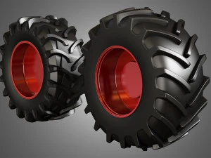 tractor tires and rims - t02 3D Model