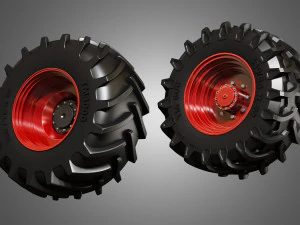 tractor tires and rims - t02 3D Model