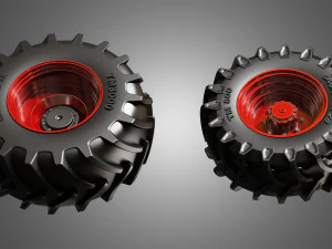 tractor tires and rims - t02 3D Model