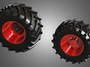 tractor tires and rims - t02 3D Model