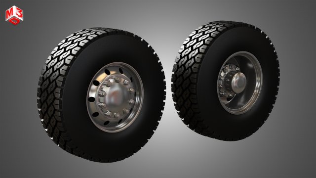 dump truck tires and wheels Model 3D .c4d .max .obj .3ds .fbx .stl .blend 