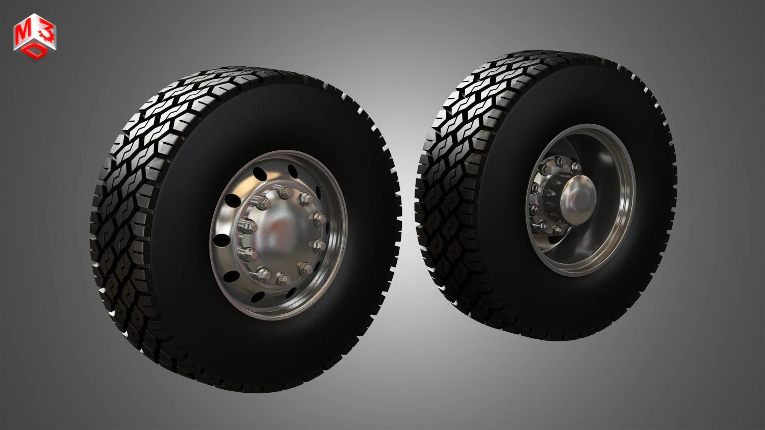 dump truck tires and wheels 3D Model .c4d .max .obj .3ds .fbx .stl .blend 