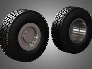 dump truck tires and wheels Model 3D